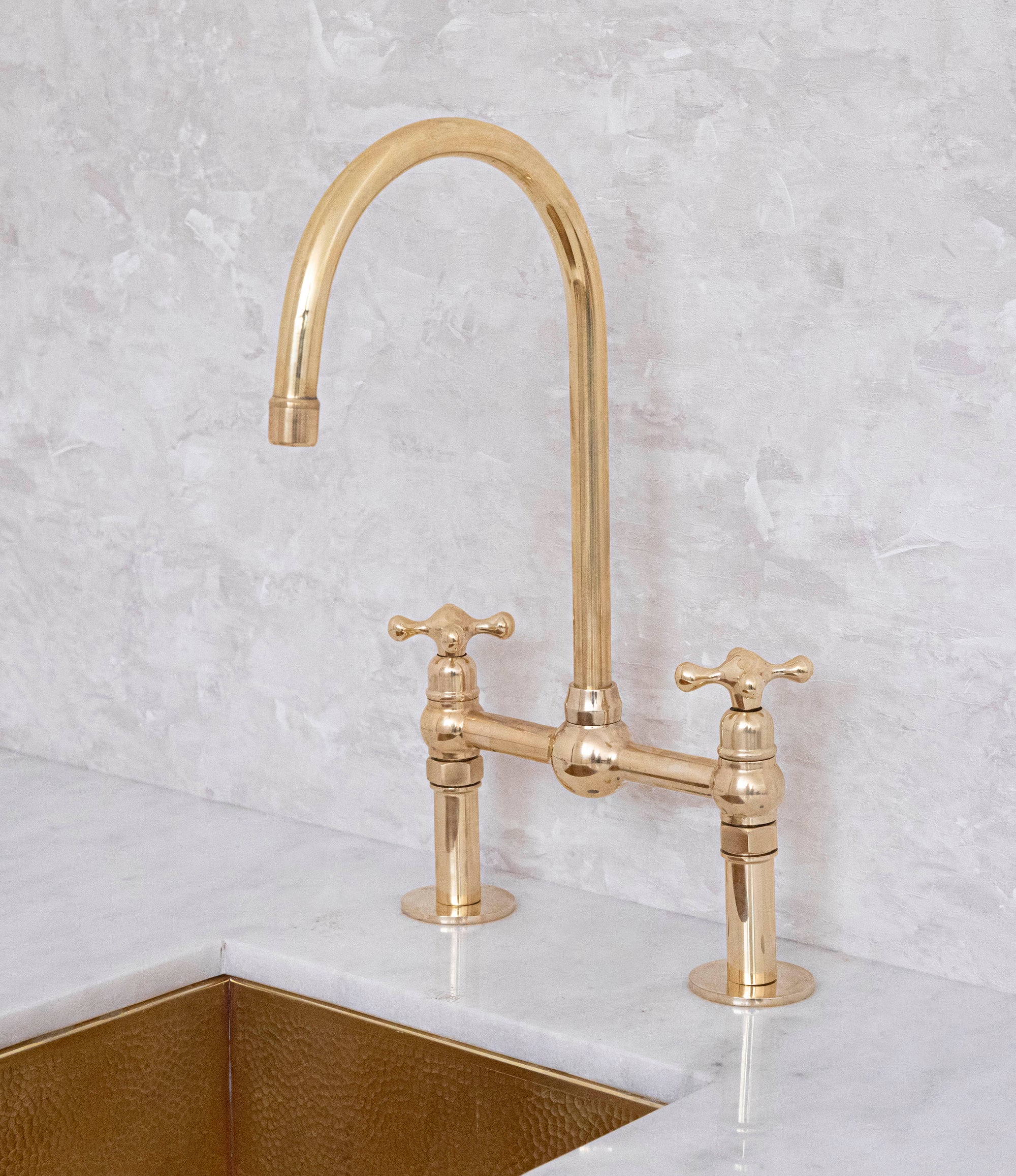 Elegant Unlacquered Solid Brass Bridge Faucet - BRASSMA