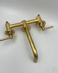 Unlacquered Antique Brass Wall-Mounted Faucet Lever Handles With Rough In Valve | Bathroom faucets