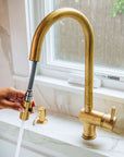 Unlacquered Brass Pull-Down Kitchen Faucet