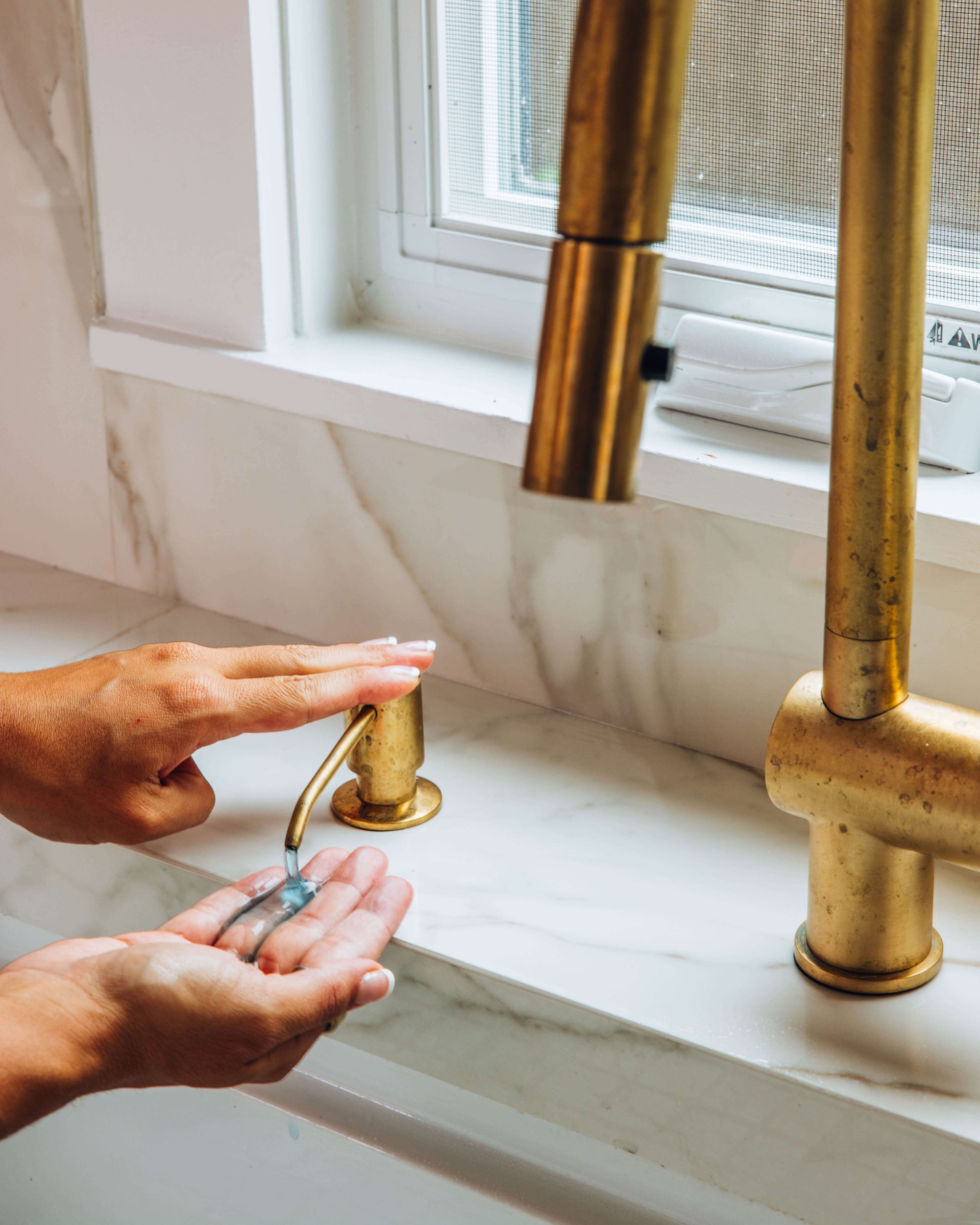 Unlacquered Brass Pull-Down Kitchen Faucet