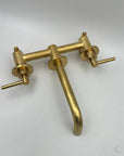 Unlacquered Antique Brass Wall-Mounted Faucet Lever Handles With Rough In Valve | Bathroom faucets