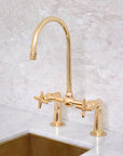 Elegant Brass Bridge-Style Kitchen Faucet - BRASSMA