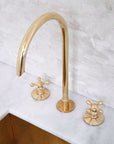 Elegant 3-Hole Unlacquered Brass Faucet - Timeless Design for Your Home - BRASSMA