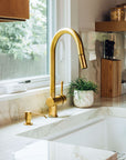 Unlacquered Brass Pull-Down Kitchen Faucet