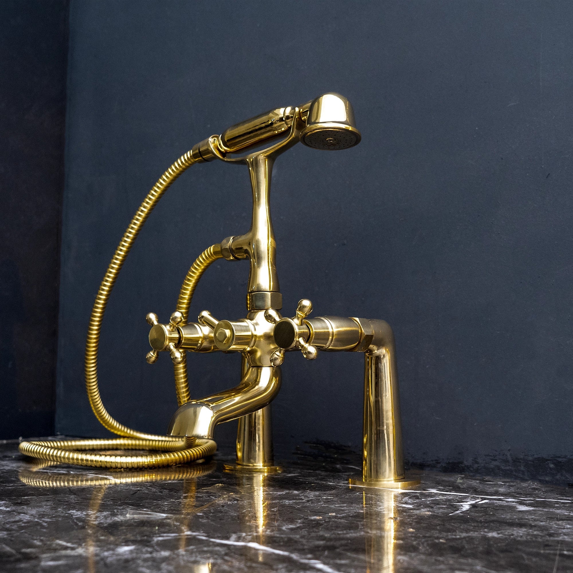 Unpainted Brass Deck Mount Tub Filler