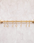 Unlacquered Brass Wall Mount Pot Rail Bar With Hooks - BRASSMA