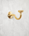 Handcrafted Unlacquered Brass Curved Hook - BRASSMA