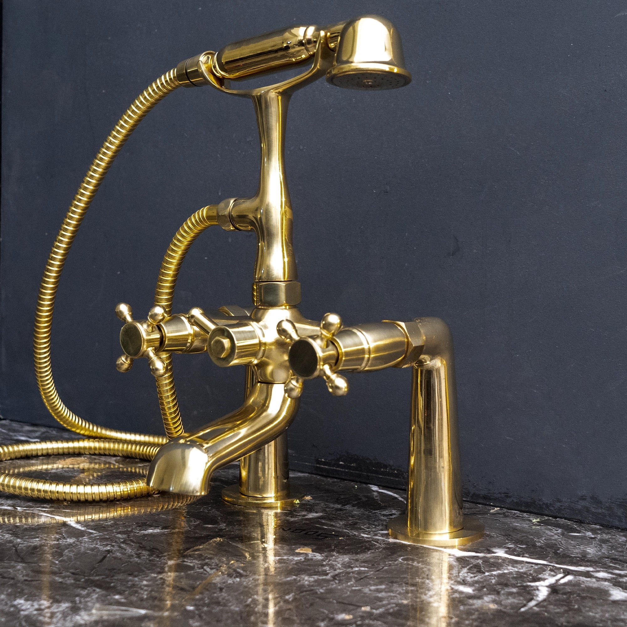 Unpainted Brass Deck Mount Tub Filler