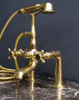 Unpainted Brass Deck Mount Tub Filler