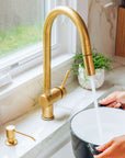 Unlacquered Brass Pull-Down Kitchen Faucet