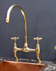 Unpainted Brass Kitchen Bridge Faucet