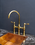 Unpainted Brass 3 Holes Bridge Faucet