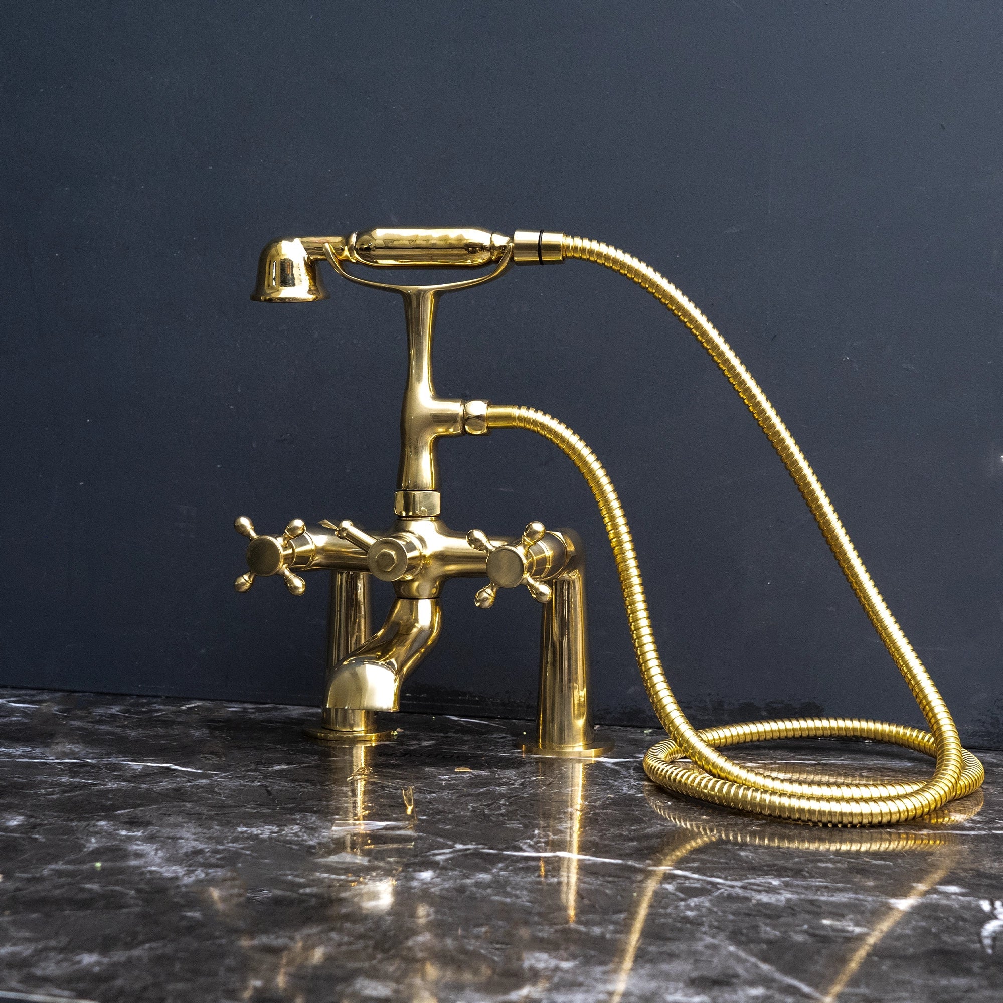 Unpainted Brass Deck Mount Tub Filler