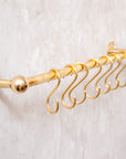 Unlacquered Brass Wall Mount Pot Rail Bar With Hooks - BRASSMA