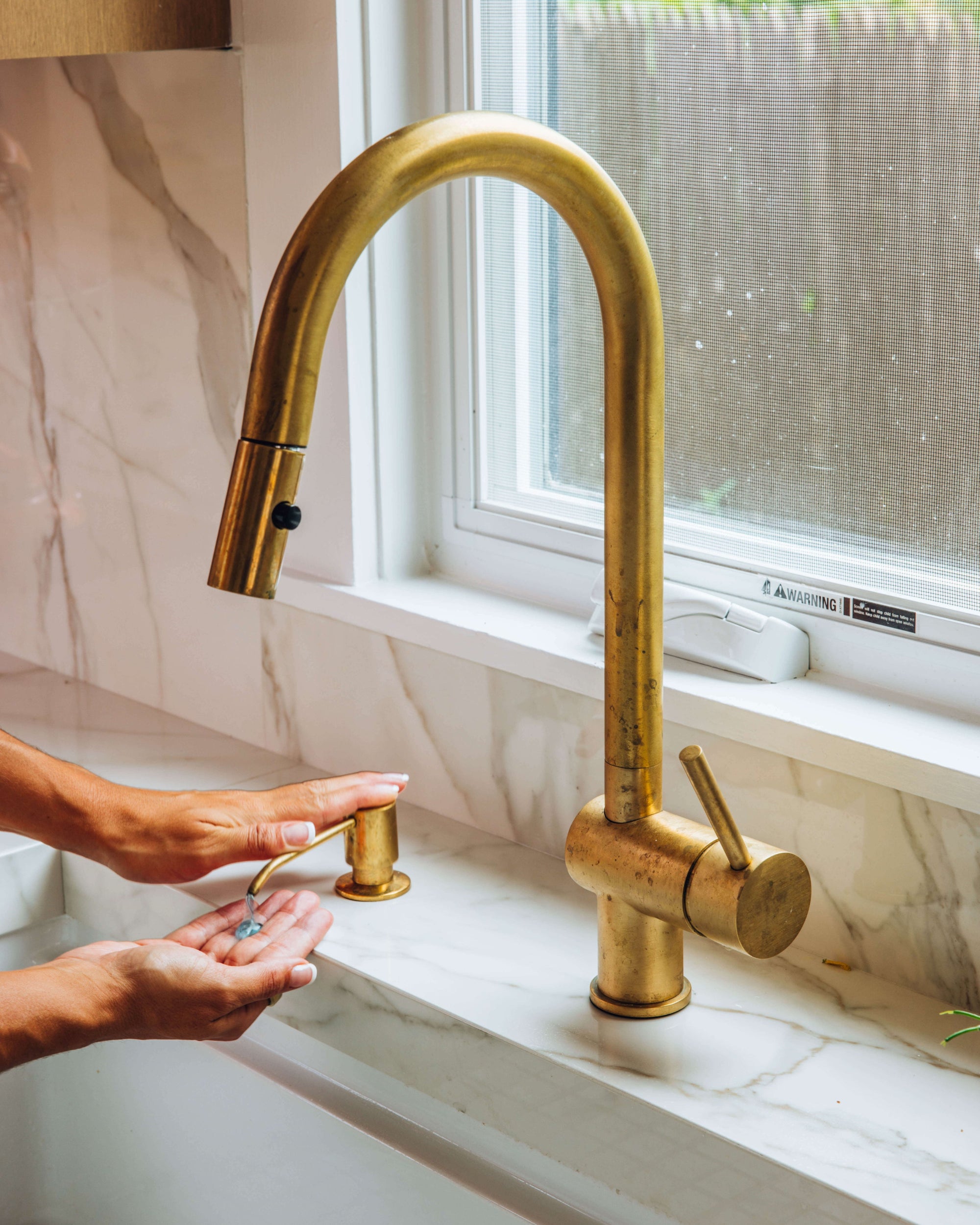 Unlacquered Brass Pull-Down Kitchen Faucet