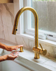 Unlacquered Brass Pull-Down Kitchen Faucet