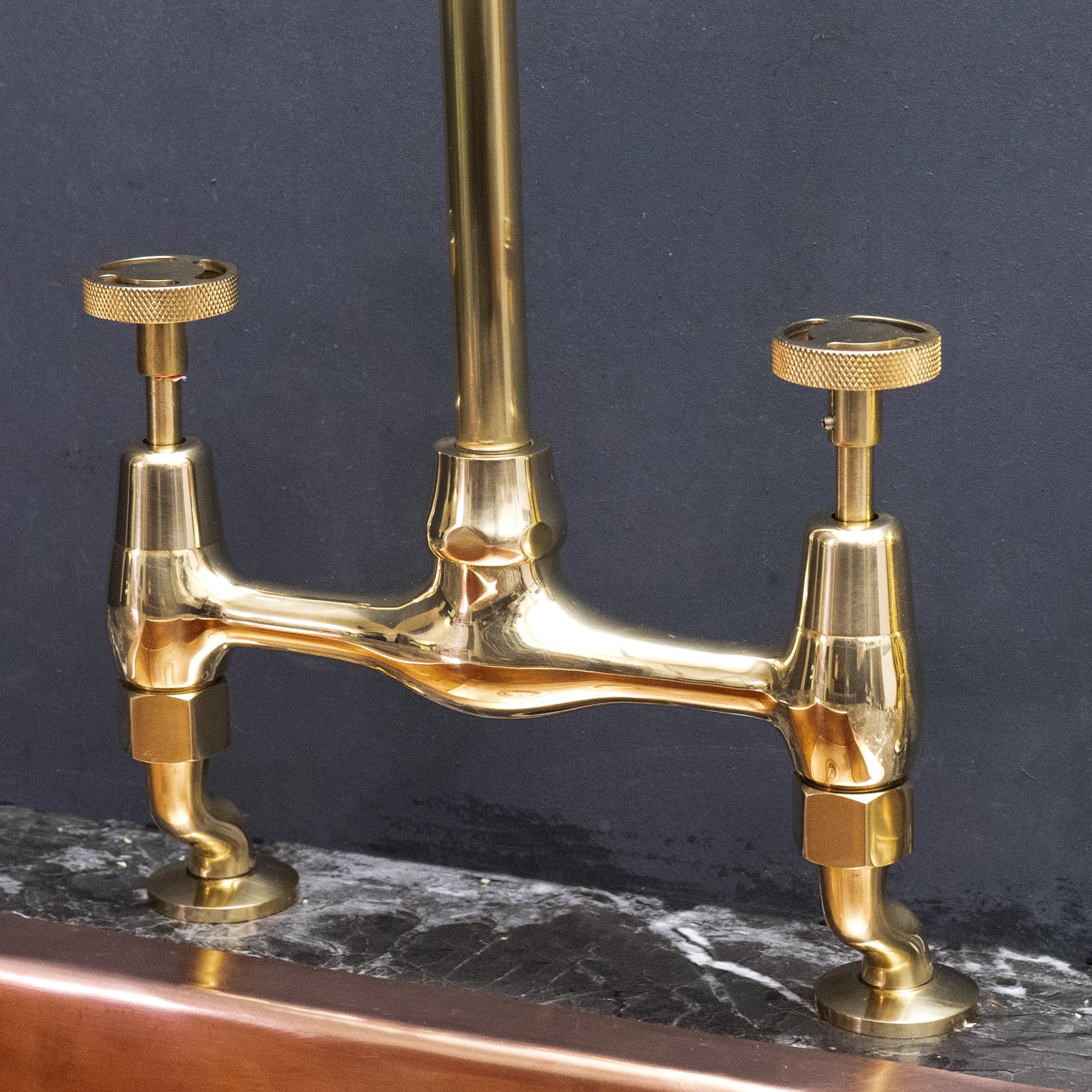 Unpainted Brass Kitchen Bridge Faucet