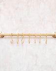 Unlacquered Brass Wall Mount Pot Rail Bar With Hooks - BRASSMA