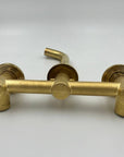 Unlacquered Antique Brass Wall-Mounted Faucet Lever Handles With Rough In Valve | Bathroom faucets