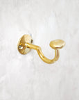 Handcrafted Unlacquered Brass Curved Hook - BRASSMA