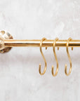 Unlacquered Brass Wall Mount Pot Rail Bar With Hooks - BRASSMA