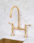 Elegant Unlacquered Brass Bridge-Style Kitchen Faucet - BRASSMA