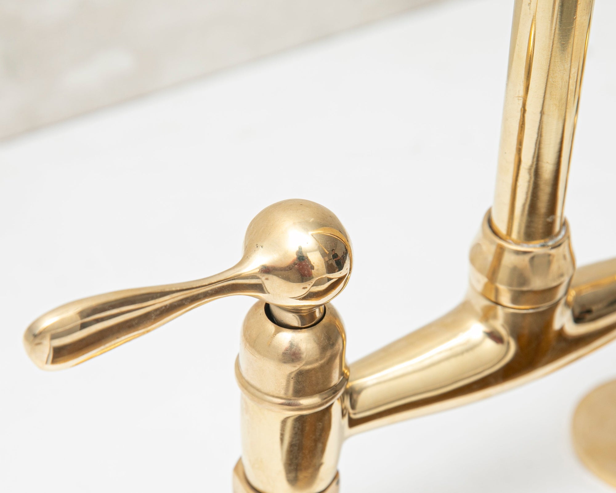 Elegant Unlacquered Brass Kitchen Bridge Faucet with Stylish Lever Handles - BRASSMA