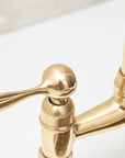 Elegant Unlacquered Brass Kitchen Bridge Faucet with Stylish Lever Handles - BRASSMA