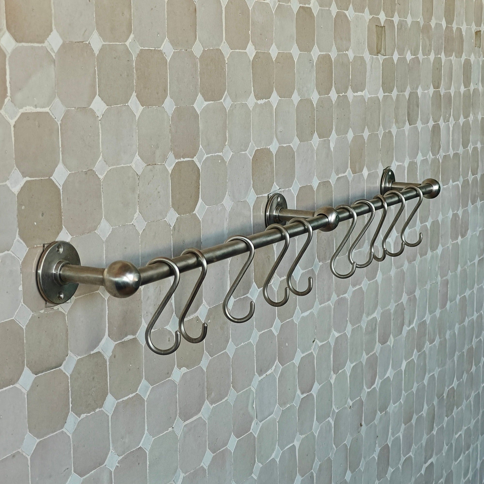 Polished Nickel Pot Rack - Solid Brass Kitchen Pot Rail