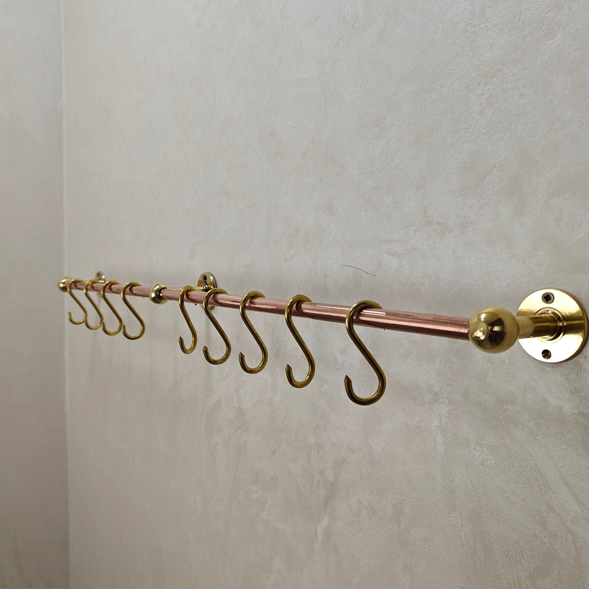 Copper Kitchen Pot Rack With &quot;S&quot; Hooks