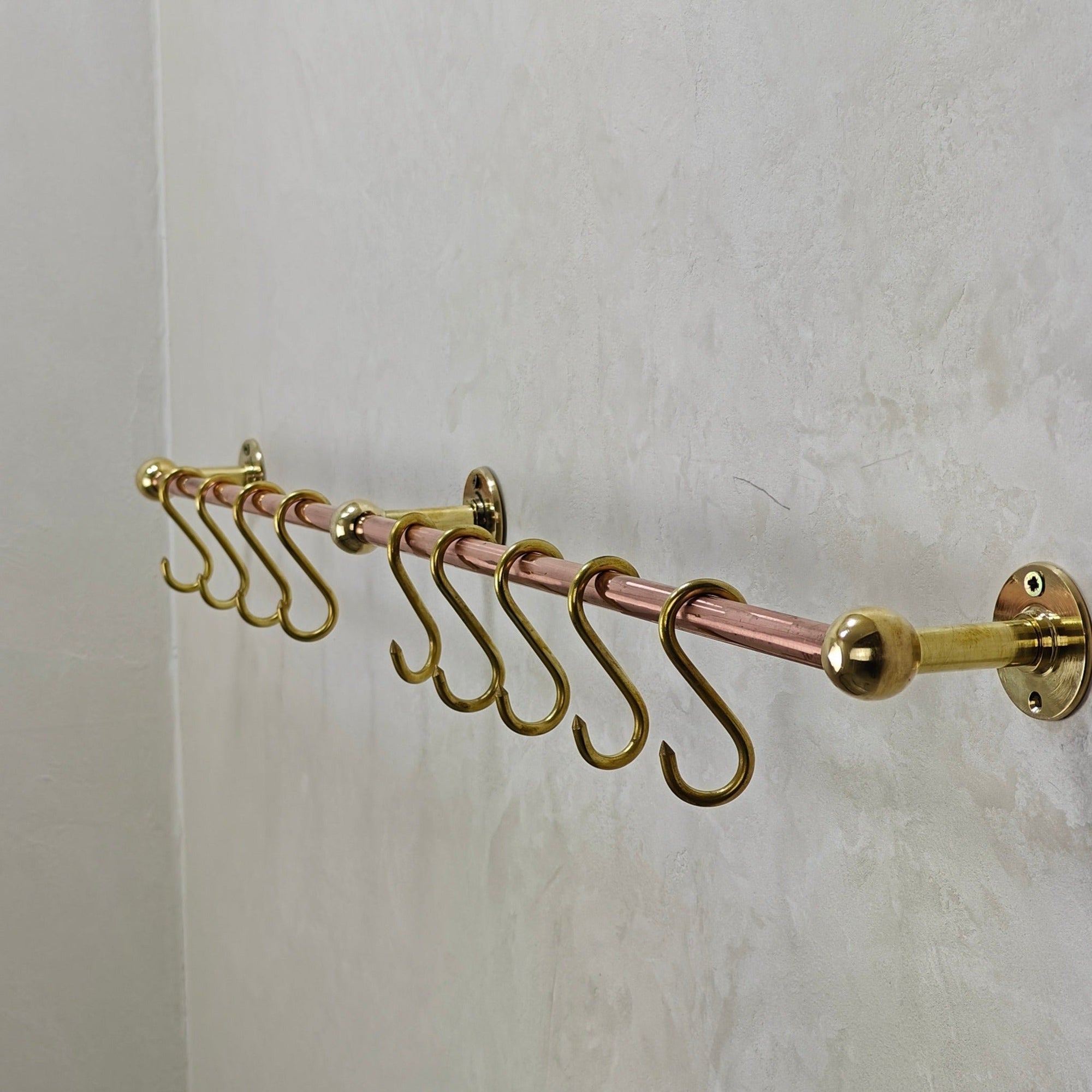 Copper Kitchen Pot Rack With &quot;S&quot; Hooks