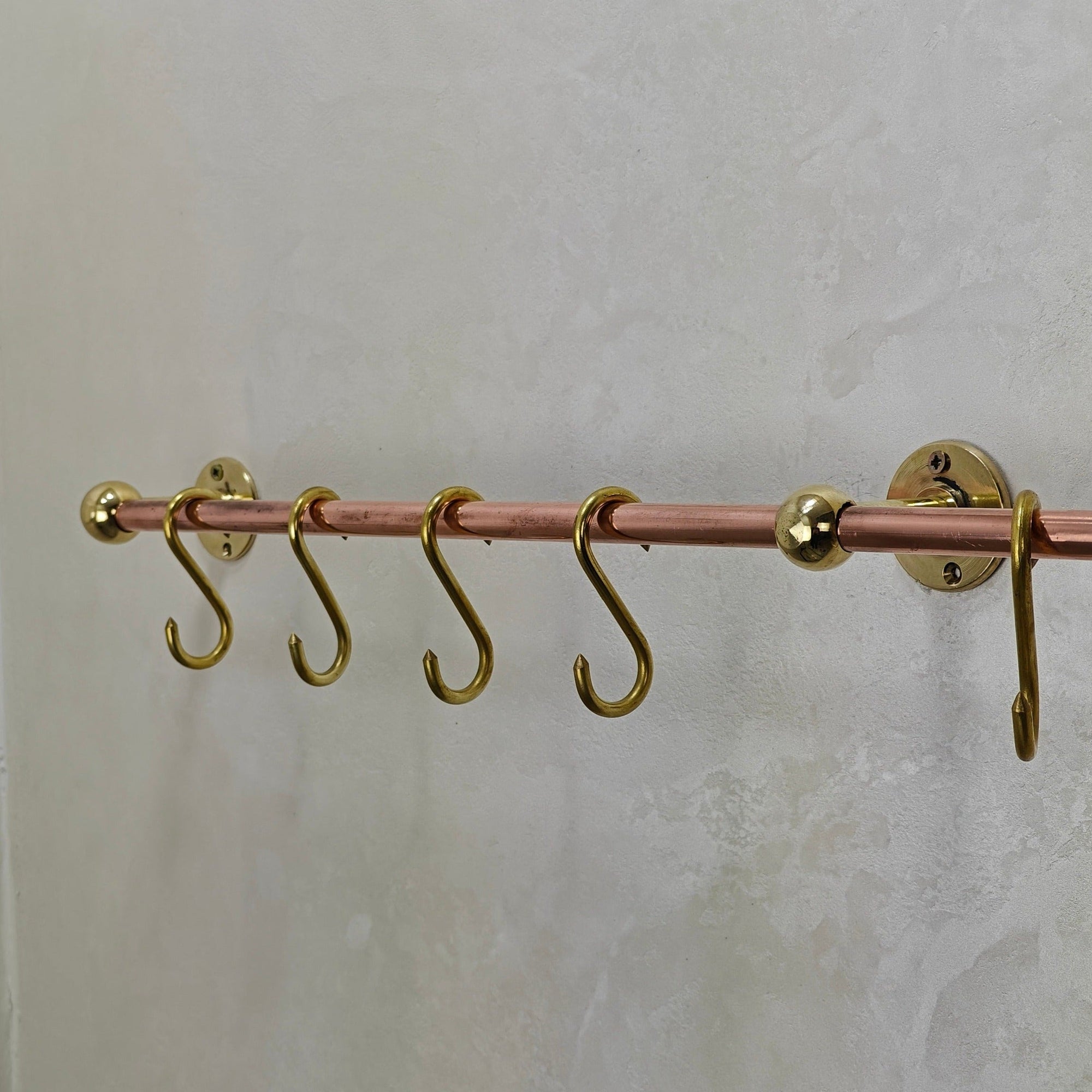 Copper Kitchen Pot Rack With &quot;S&quot; Hooks