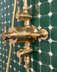 Unlacquered Brass Exposed Shower System - Thermostatic Valve