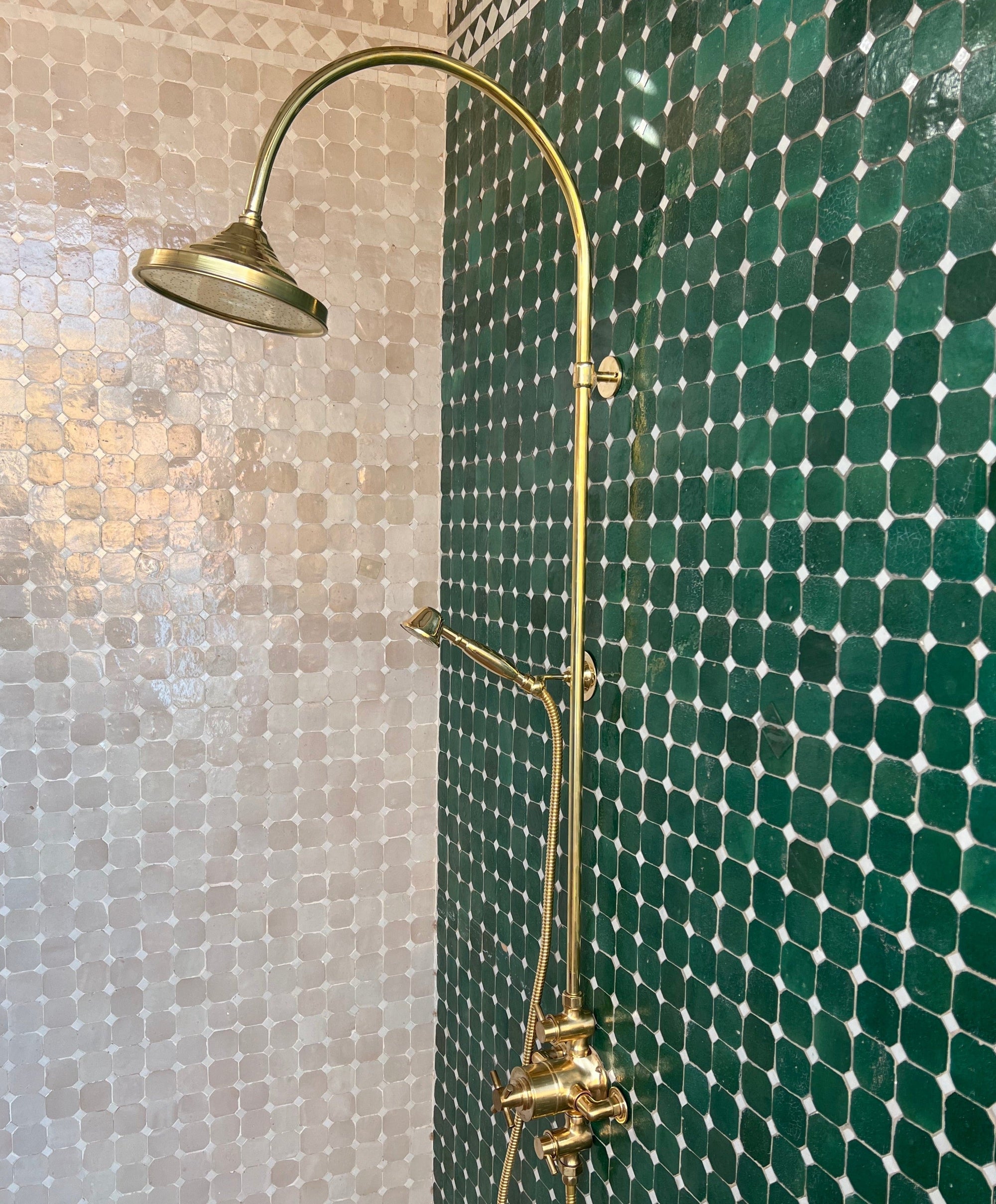 Unlacquered Brass Exposed Shower System - Thermostatic Valve