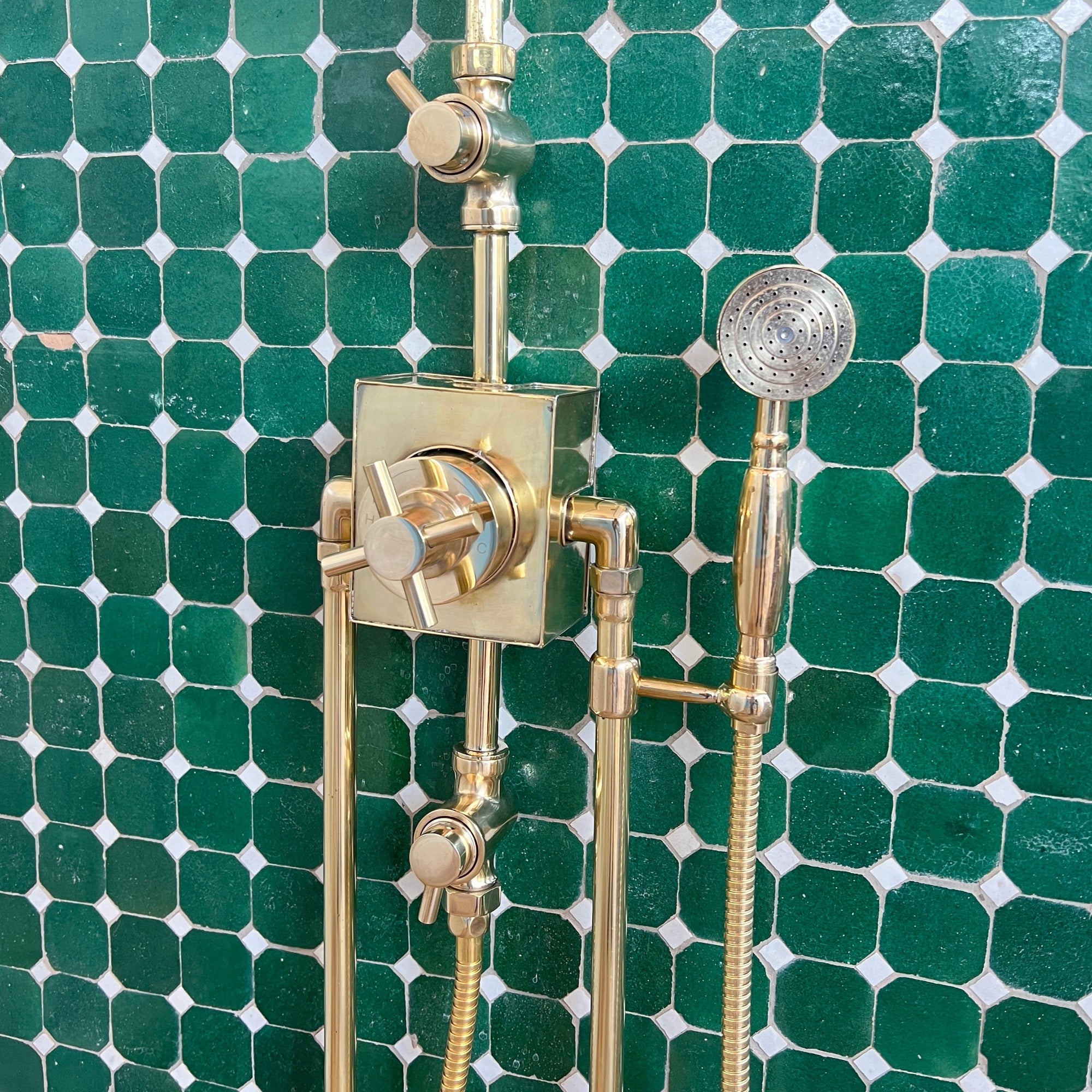 Thermostatic Shower System With Dome Showerhead and Handheld