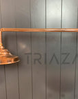 Unlacquered Solid copper Round Shower Head, copper Arm Extension - BRASSMA