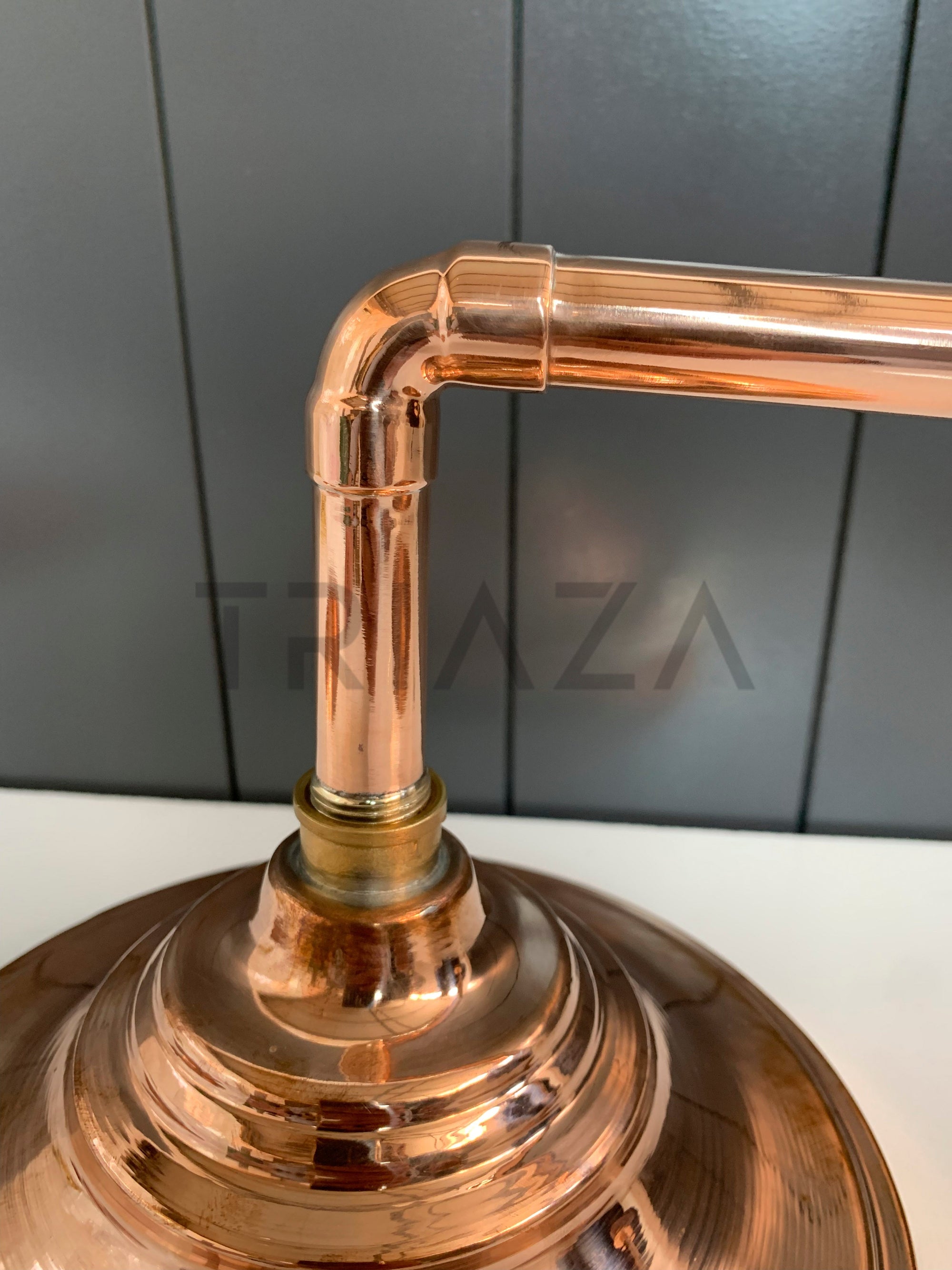 Unlacquered Solid copper Round Shower Head, copper Arm Extension - BRASSMA