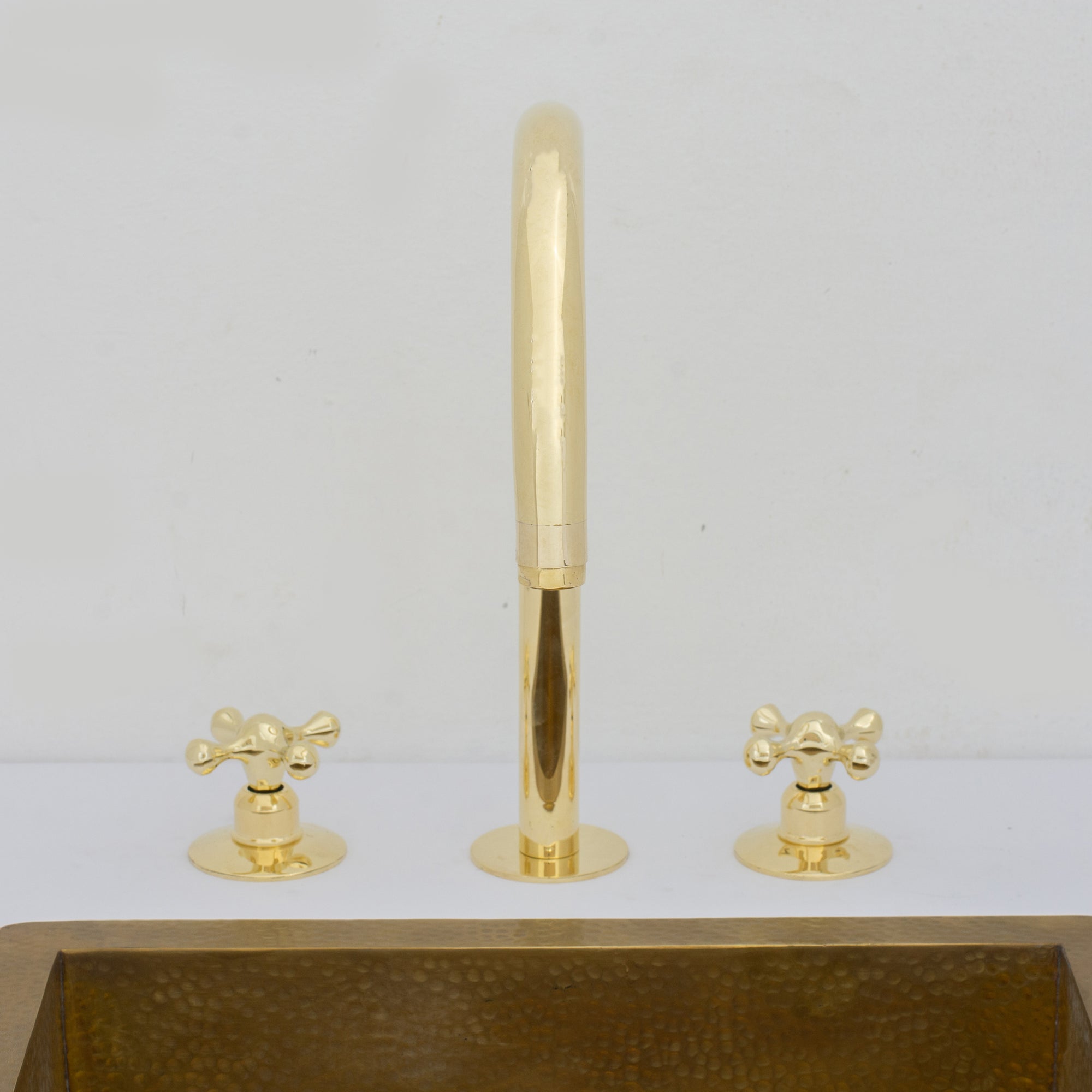 Unlacquered Brass Bathroom 3-Hole Faucet, Widespread Antique bathroom Faucet