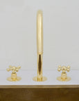 Unlacquered Brass Bathroom 3-Hole Faucet, Widespread Antique bathroom Faucet