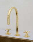 Unlacquered Brass Bathroom 3-Hole Faucet, Widespread Antique bathroom Faucet