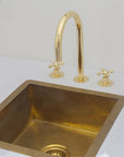 Unlacquered Brass Bathroom 3-Hole Faucet, Widespread Antique bathroom Faucet