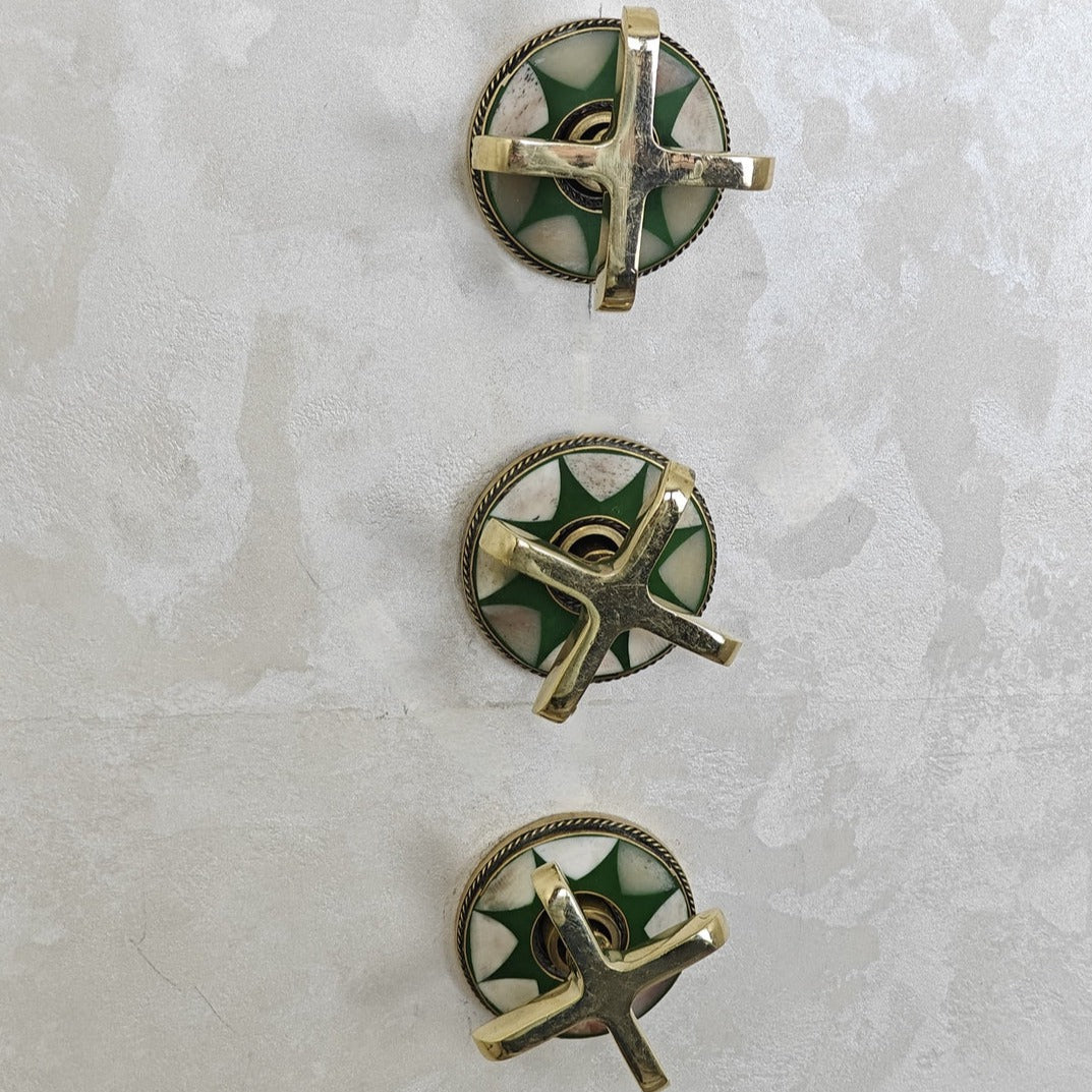 Brass Shower System With Green Resin