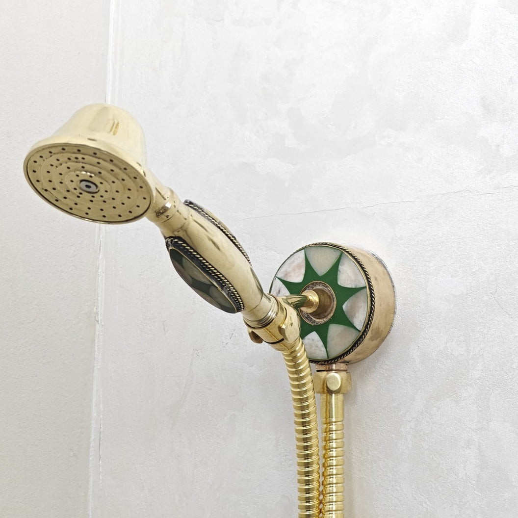 Brass Shower System With Green Resin