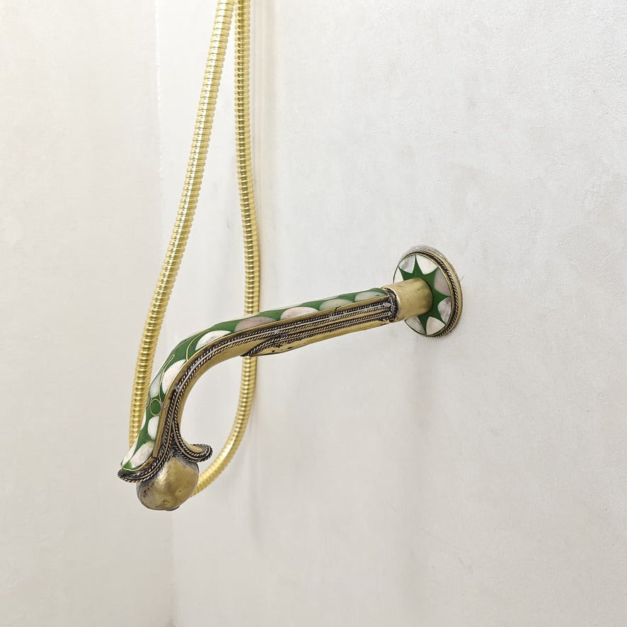 Brass Shower System With Green Resin