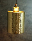 Brass Pendant Light, Hammered Brass Cylindric Pendant Light, Ceiling Light