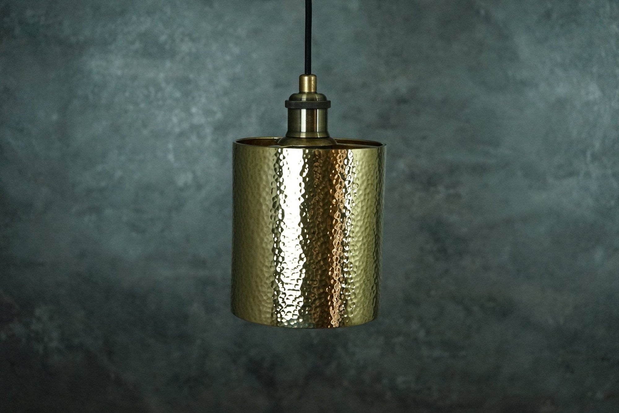 Brass Pendant Light, Hammered Brass Cylindric Pendant Light, Ceiling Light