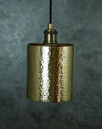 Brass Pendant Light, Hammered Brass Cylindric Pendant Light, Ceiling Light