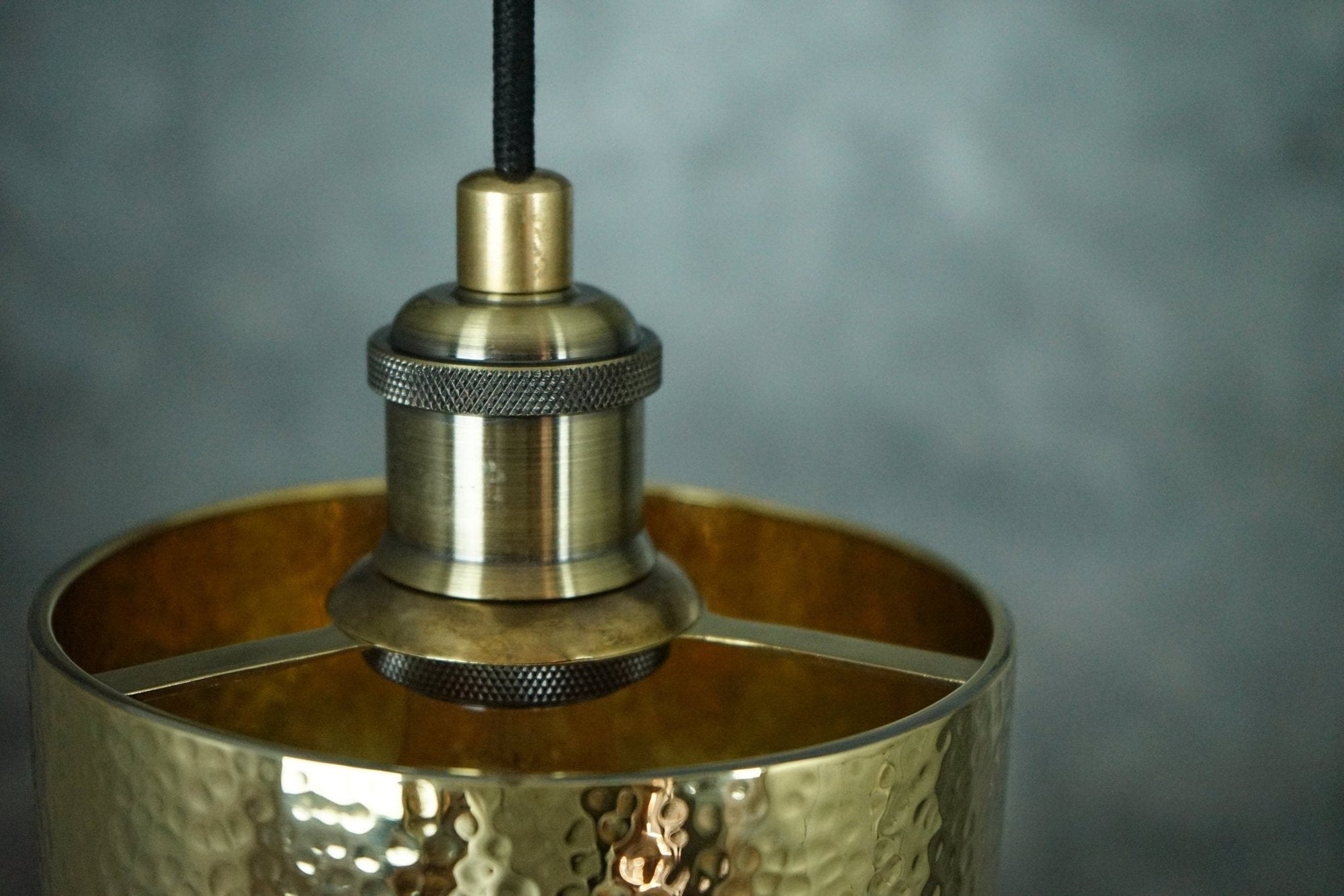 Brass Pendant Light, Hammered Brass Cylindric Pendant Light, Ceiling Light