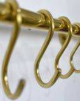 Brass Pot Rail With Hooks, Unlacquered Brass Kitchen Pot Rack, Pot Hangers