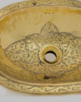 Brass Sink, Oval Brass Sink, Drop-in Brass Bathroom Sink, Engraved Antique Brass Sink, Bathroom Brass sink, Aged Brass Sink